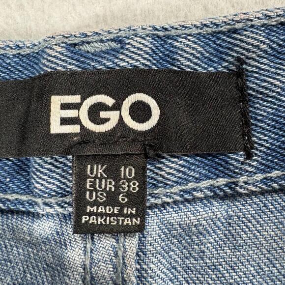 EGO Womens 6 High Rise Wide Leg Painted Floral Medium Wash Denim Jeans Y2K Style - Picture 4 of 8